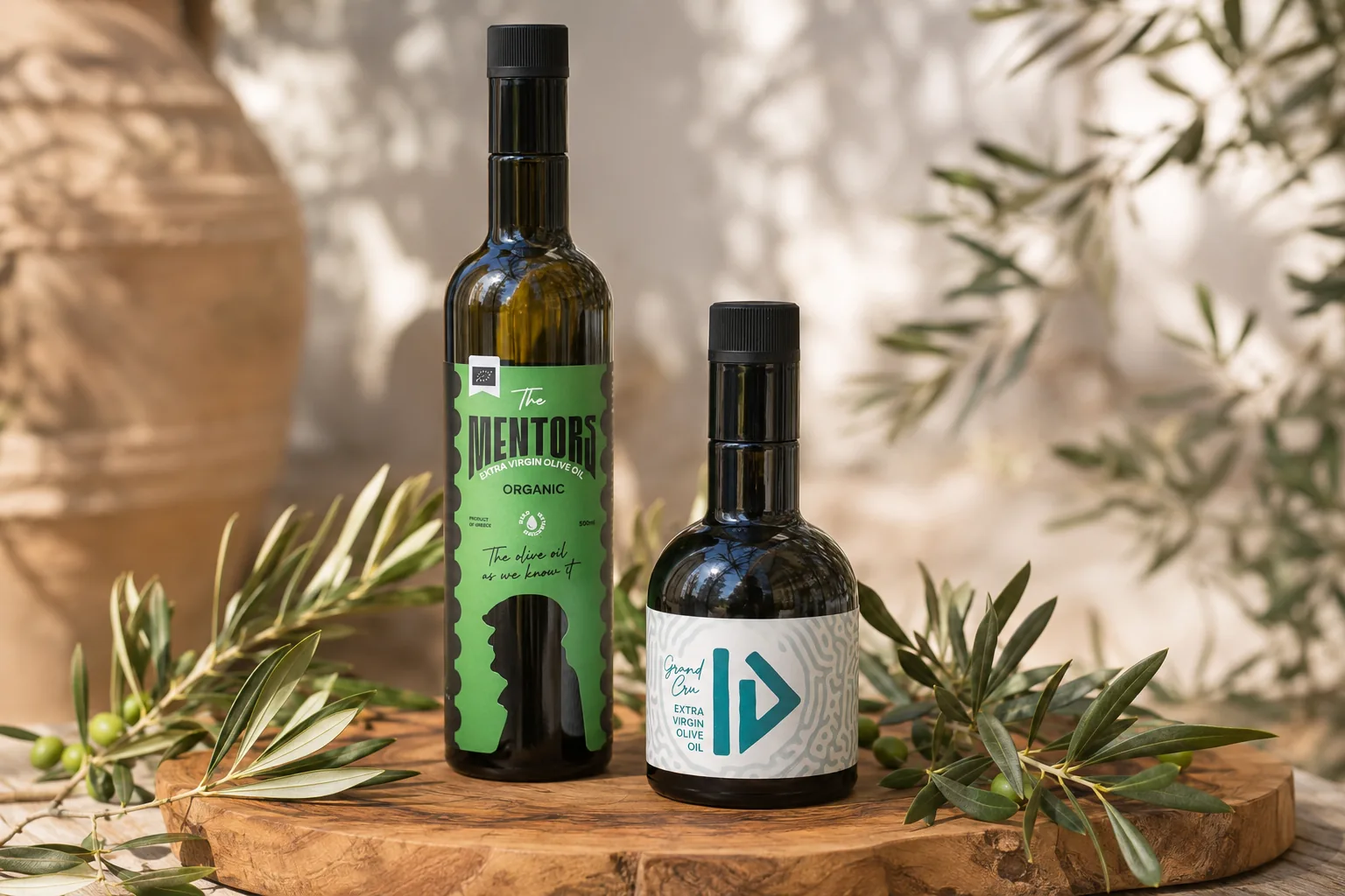 The Mentors Organic and ID Blue Grand Cru bottles